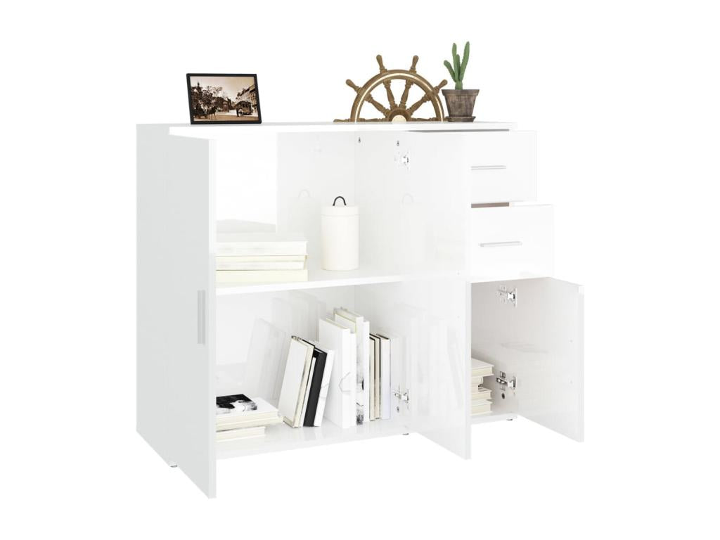 White Engineered Wood Sideboard, 91 x 29.5 x 75 cm