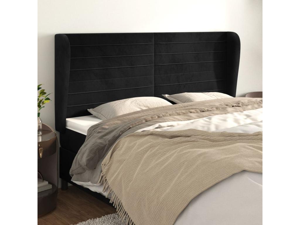 Black Velvet Bed, 203 x 23 x 118 cm