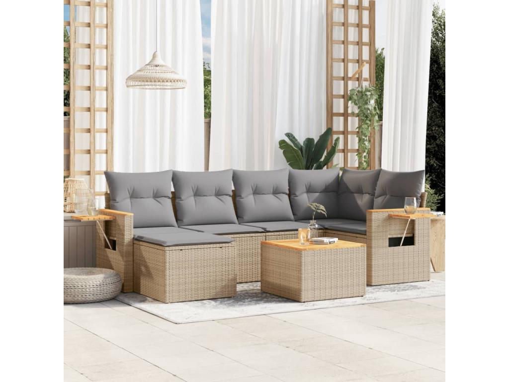 Beige Woven Resin Wicker Outdoor Furniture Set - dlz1766461550246