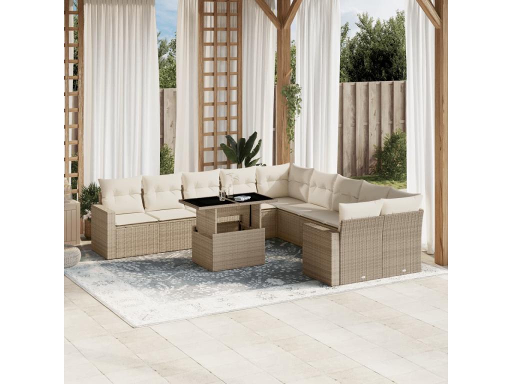 Beige Woven Resin Wicker Outdoor Furniture Set - dlz1766460972682