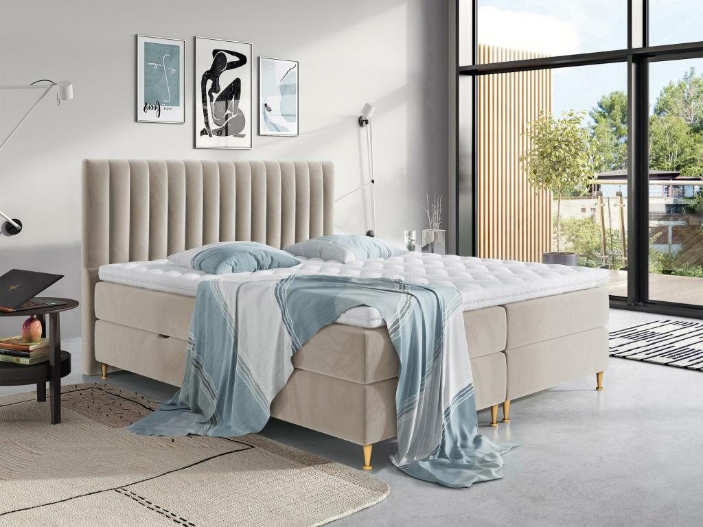Beige Bed, 160 x 200 cm