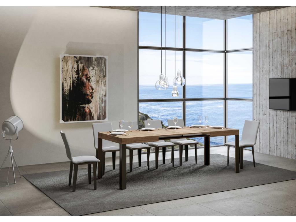 Brown Oak Wood Table, 80 x 140 cm