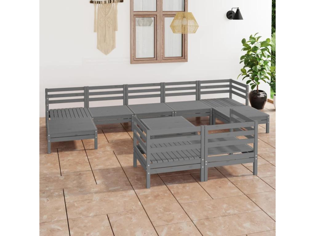 Gray Pine Wood Outdoor Furniture Set - dlz1766461885724
