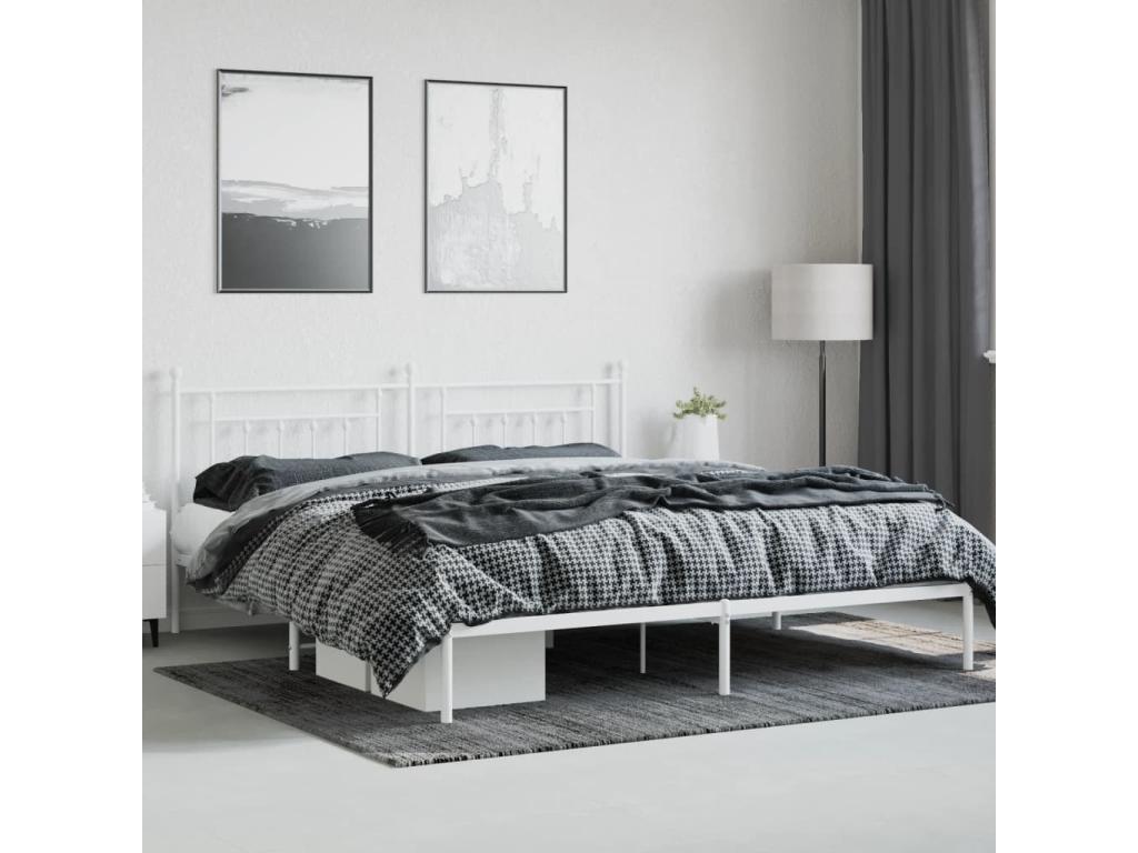 White Metal Bed Frame, 193 x 203 cm