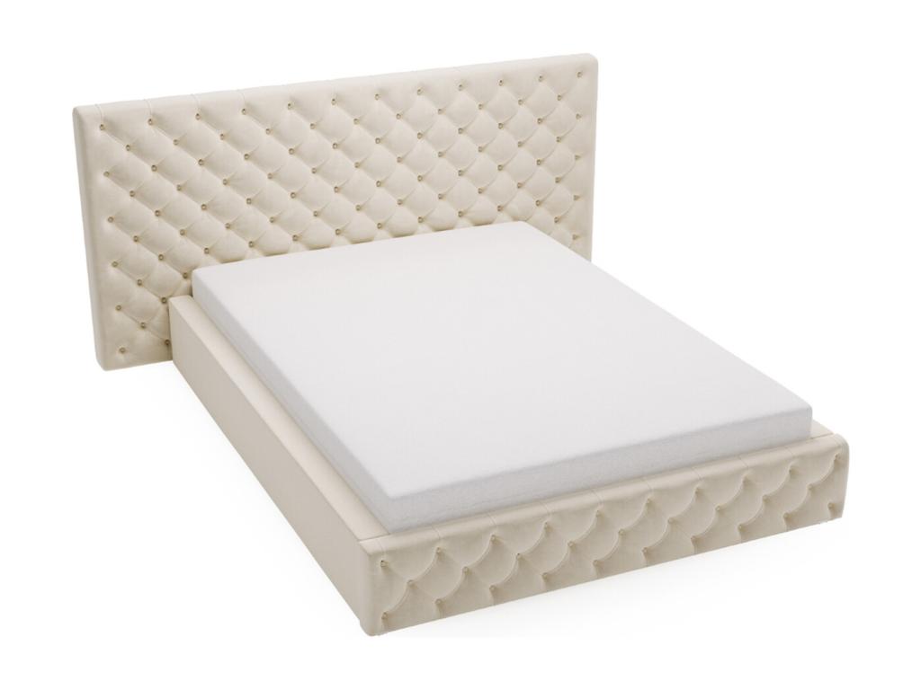 Beige Velvet Bed, 180 x 200 cm