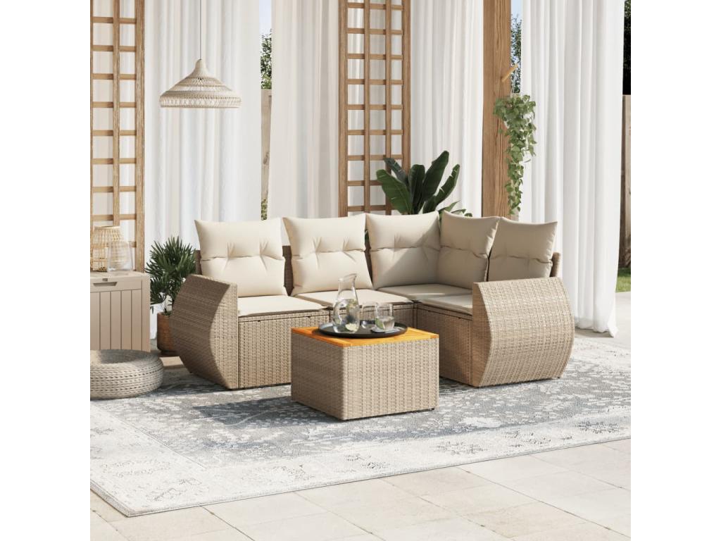 Beige Woven Resin Wicker Outdoor Furniture Set - dlz1766461331257