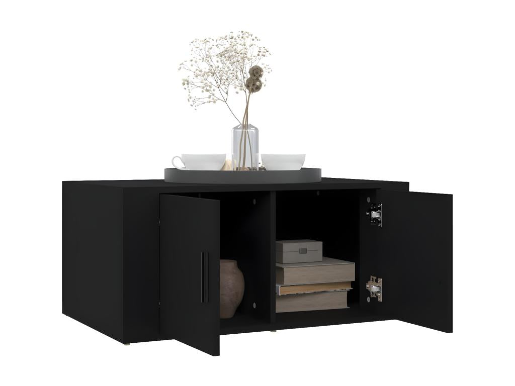 Black Engineered Wood Coffee Table, 80 x 50 x 36 cm