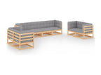 Gray Pine Wood Outdoor Furniture Set