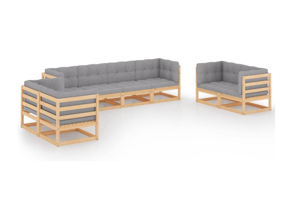 Gray Pine Wood Outdoor Furniture Set