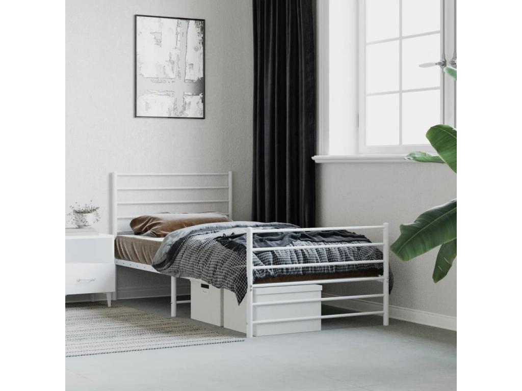 White Metal Bed Frame, 100 x 200 cm